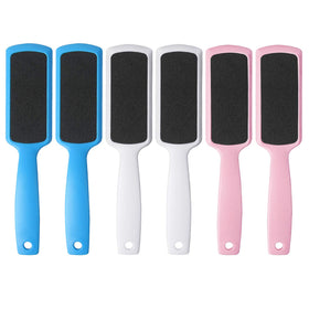 Fu Store front view of six pedicure foot files showing color variety and portability benefits