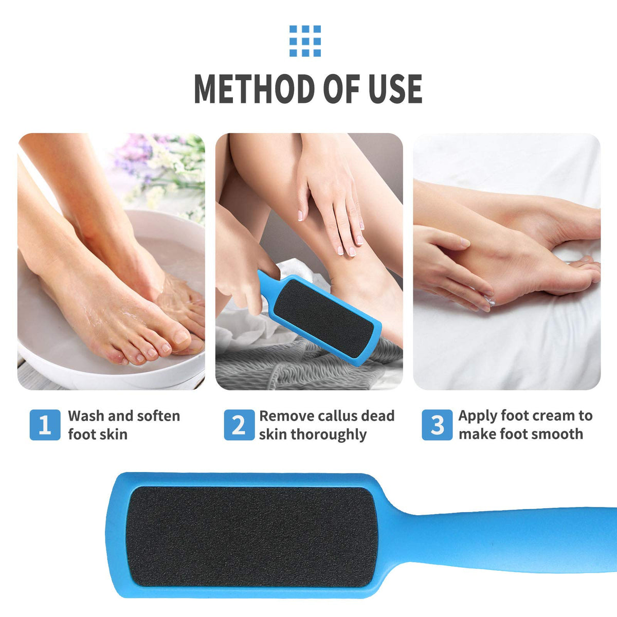 Fu Store foot file being rinsed under water to show waterproof, hygienic cleaning
