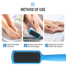 Fu Store foot file being rinsed under water to show waterproof, hygienic cleaning