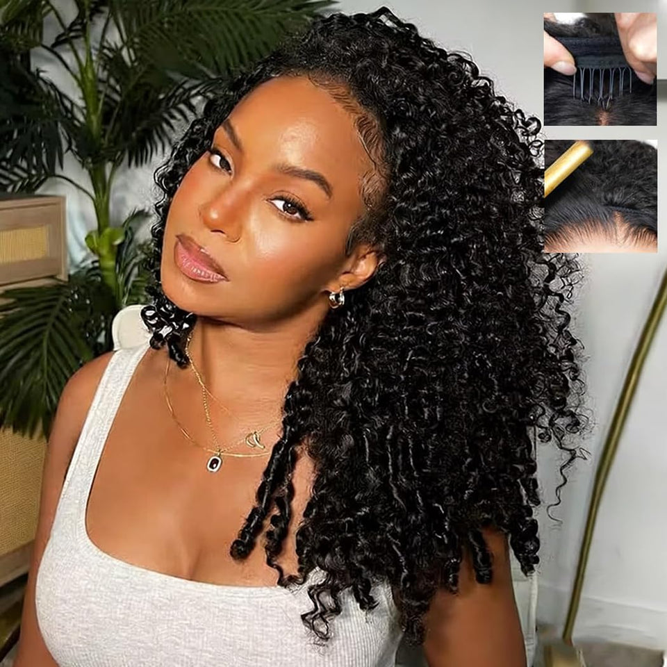 Fuduete front view showing natural black curls and instant volume benefit