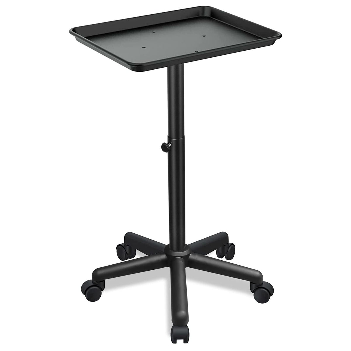 Fuehomue front view of metal salon tray showing stable base and tray organization benefit