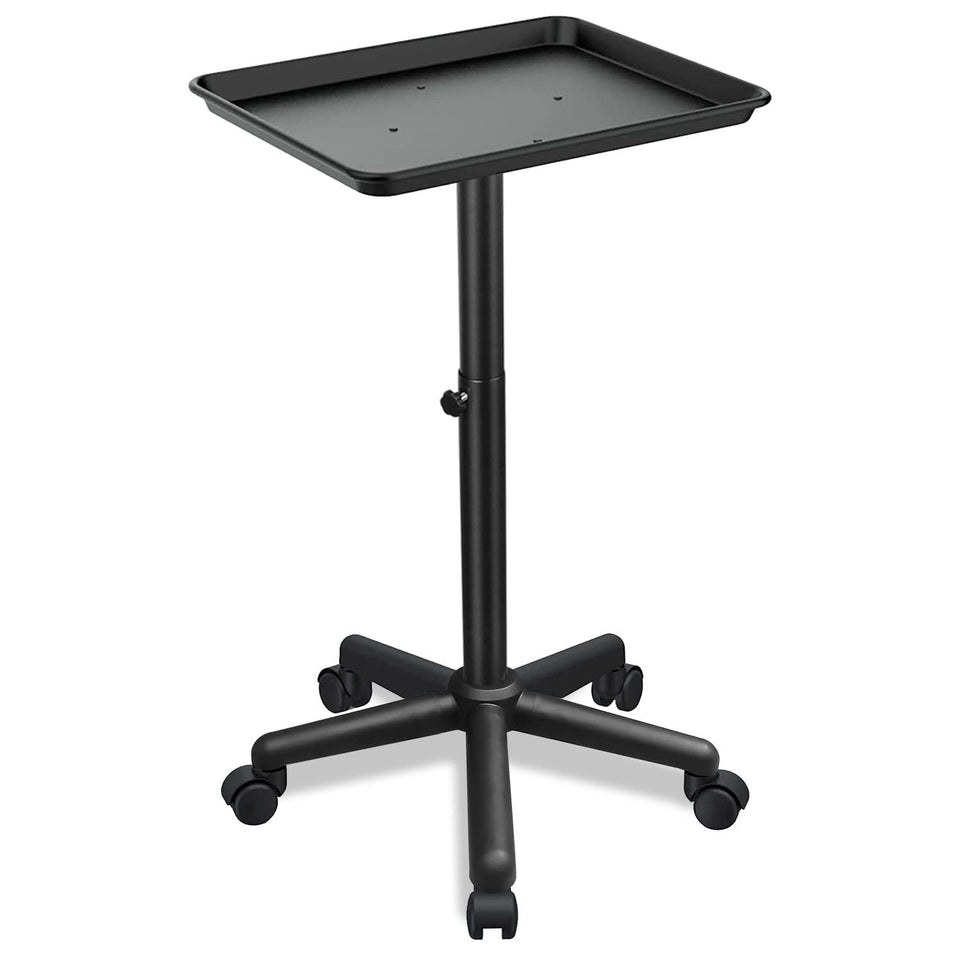 Fuehomue front view of metal salon tray showing stable base and tray organization benefit