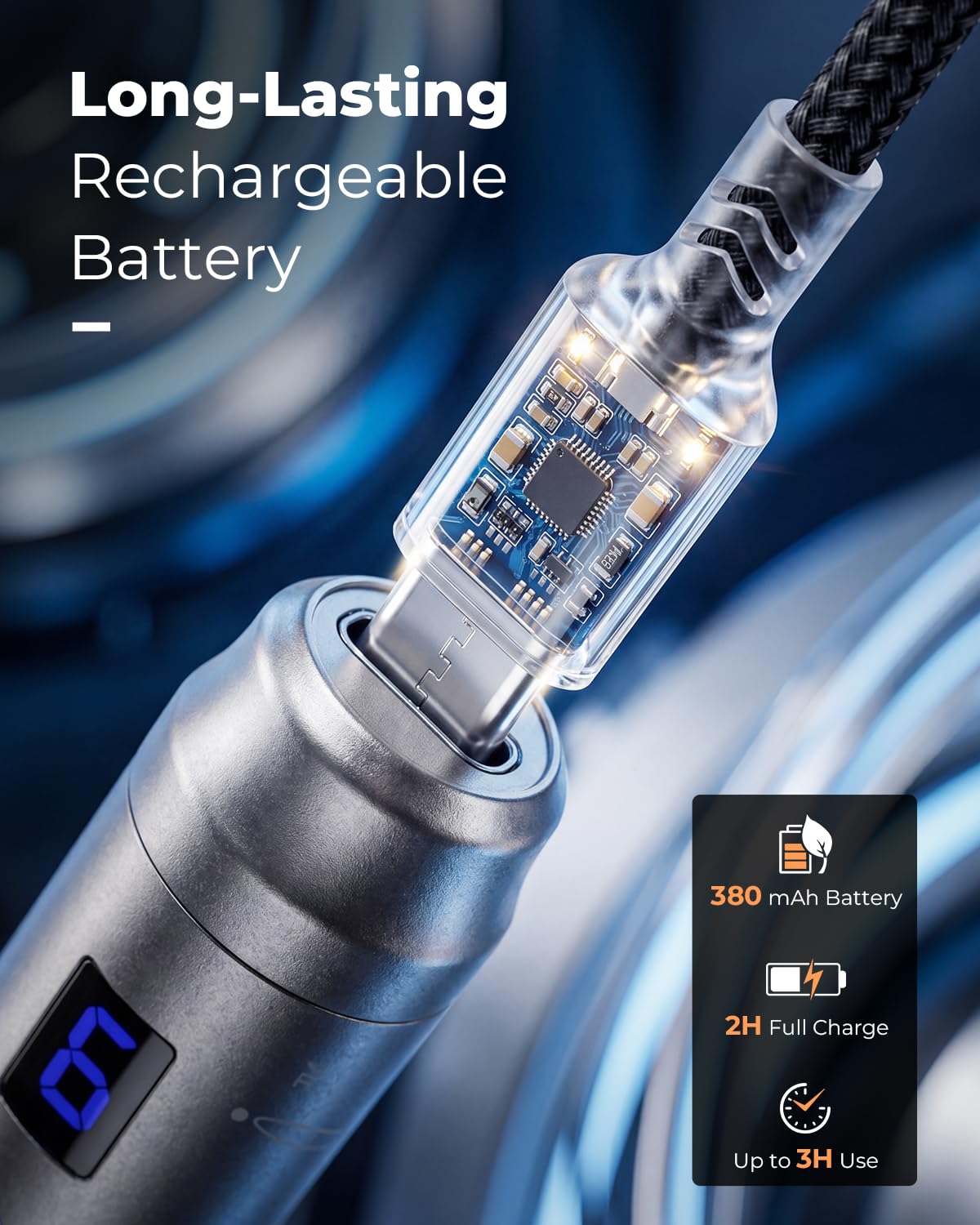 Fuelion Dr Pen M8 held in hand to show size and lightweight travel benefit