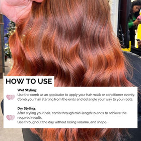 FUL comb next to wig and extensions showing gentle detangling without snagging