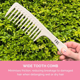 FUL comb used in shower distributing conditioner to reduce knots and frizz