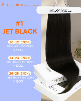 Full Shine 24 inch extensions spread out to show length and volume