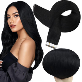 Full Shine front packaging showing 24-inch jet black wefts and benefits