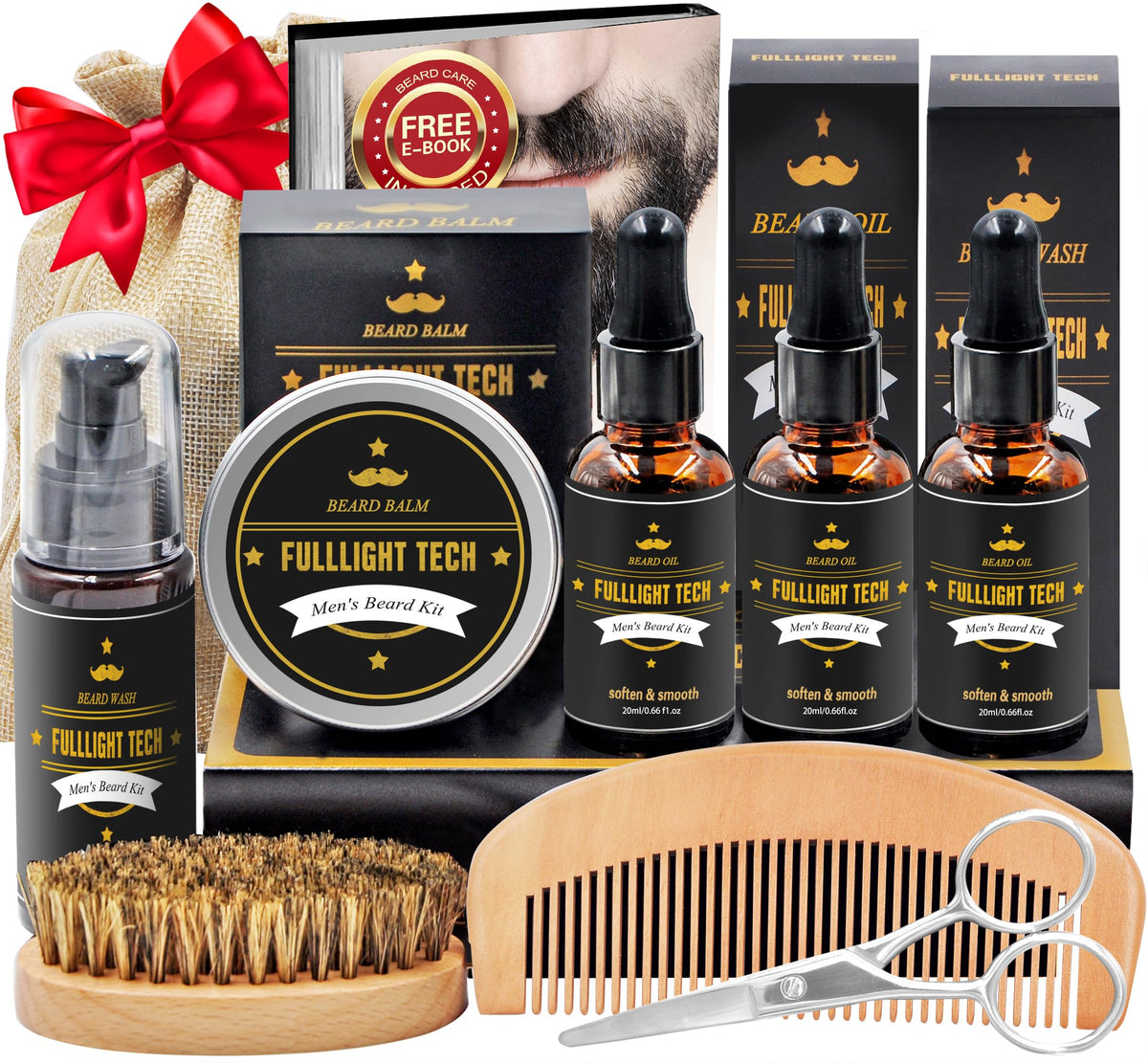 FULLLIGHT TECH front packaging showing complete 10-in-1 beard kit and value
