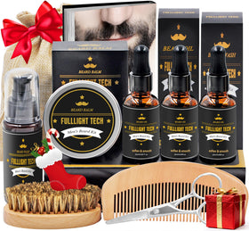 FULLLIGHT TECH lifestyle shot of model applying oil for softer beard feel