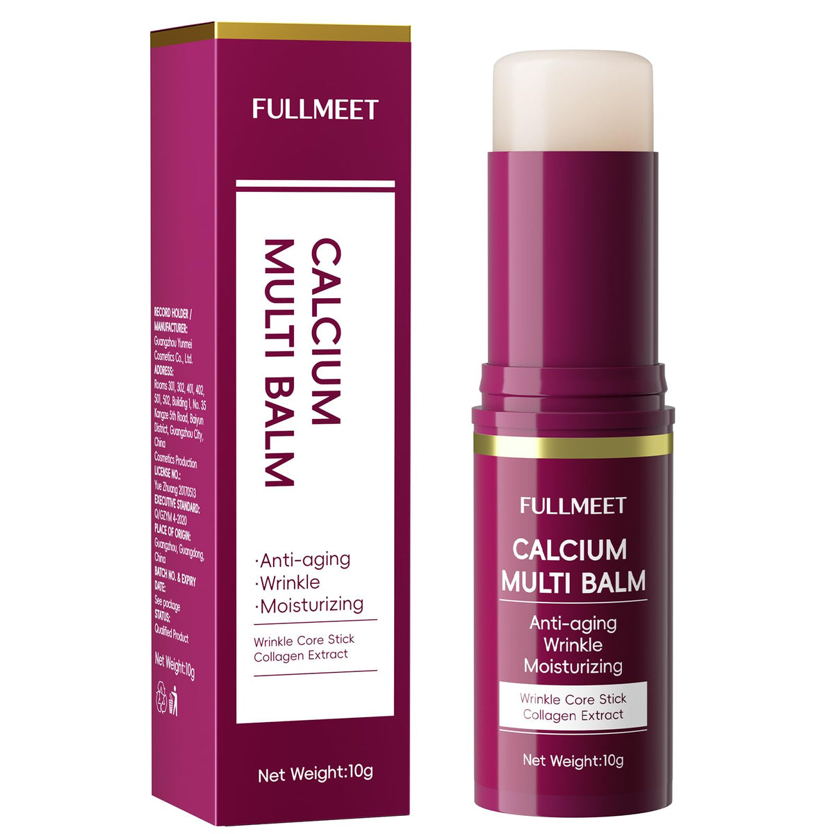 FullMeet front packaging showcasing the collagen calcium multi balm for targeted hydration