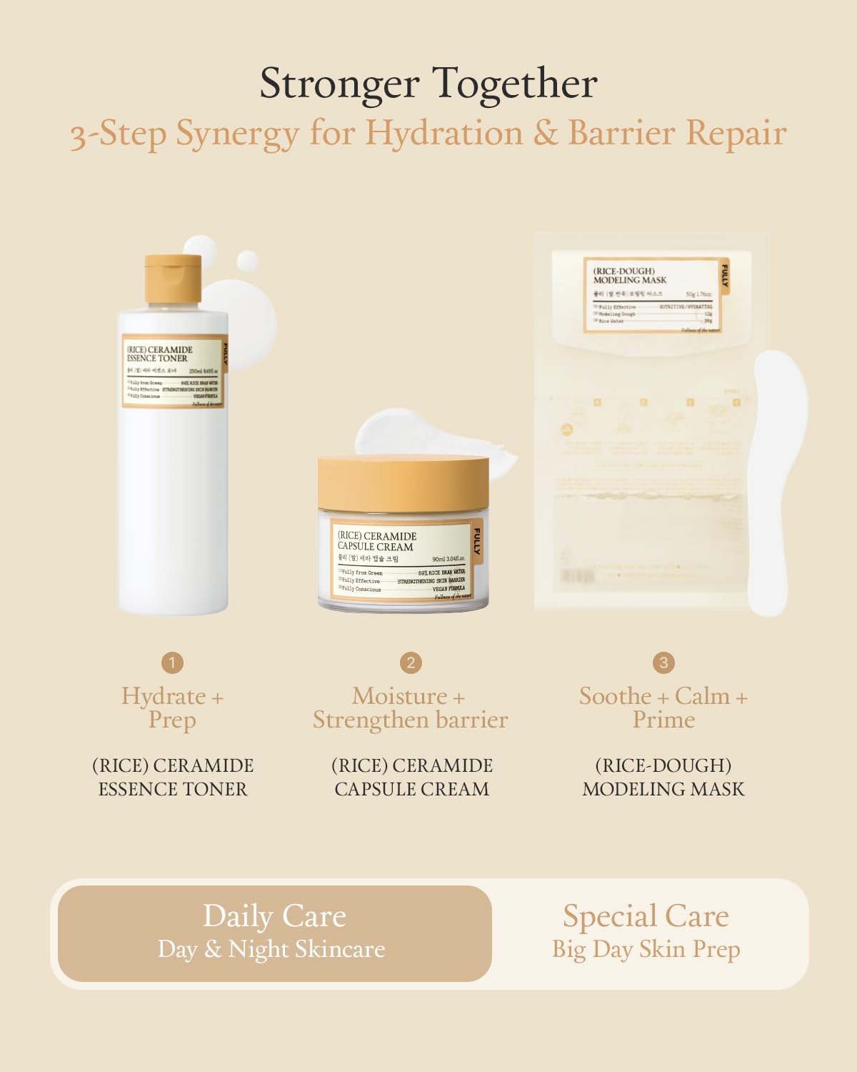 FULLY lifestyle bathroom scene with dewy skin to convey glass-skin glow benefits