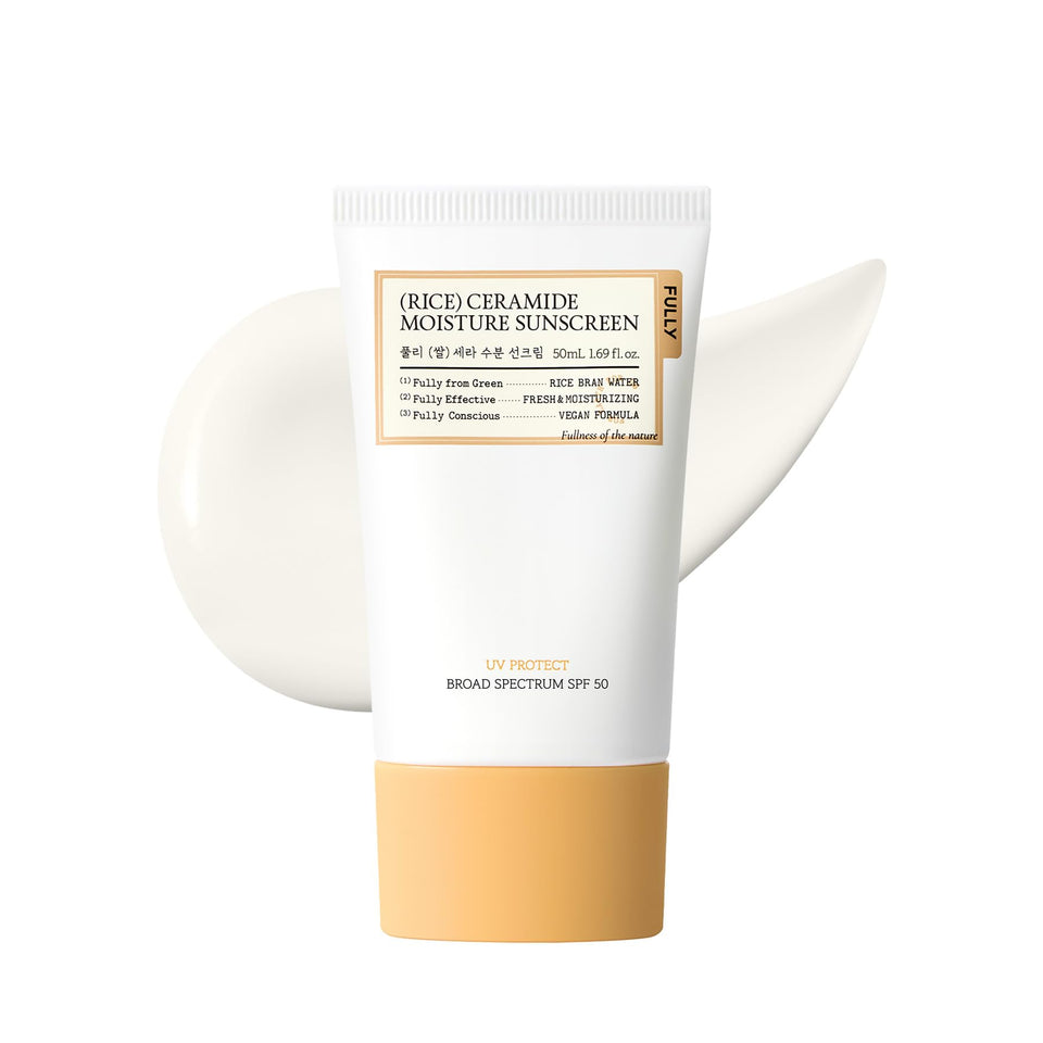 FULLY front packaging shot showing tube and label with SPF 50 protection benefit