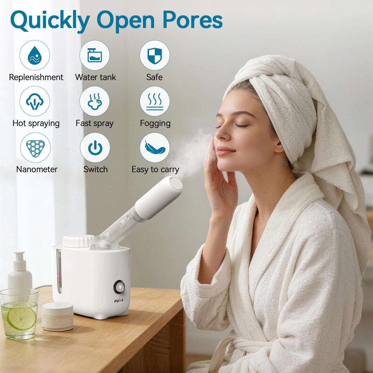 FULOG steamer 360° rotating arm demonstrating flexible positioning benefit