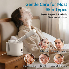 FULOG steamer in use during home spa session showing relaxing facial treatment benefit