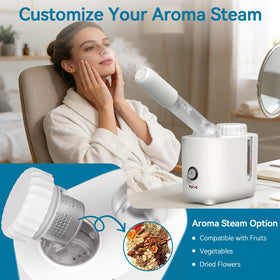 FULOG steamer 200ml tank and aromatherapy pad showing easy scent setup benefit