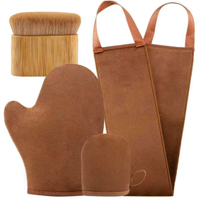 FUNAN full kit front view showing mitts and brush for even tanning