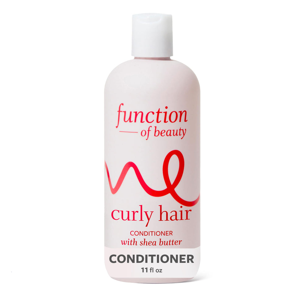 Function of Beauty front bottle view showing clean packaging and curl care benefits