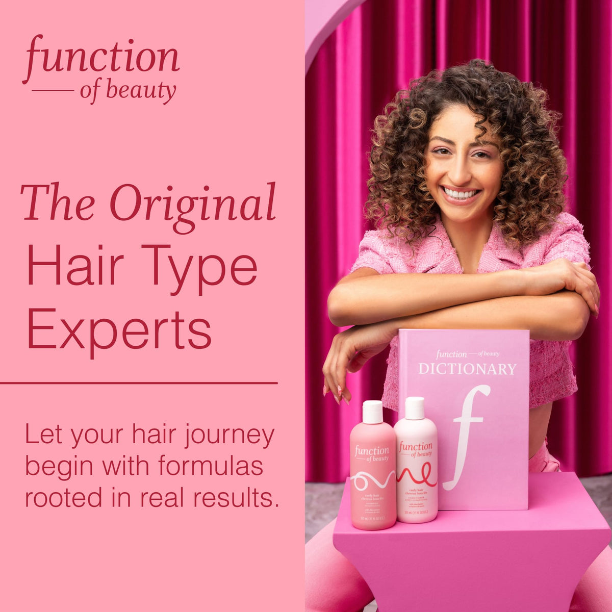Function of Beauty curly set in bathroom lifestyle scene suggesting spa-like shower experience
