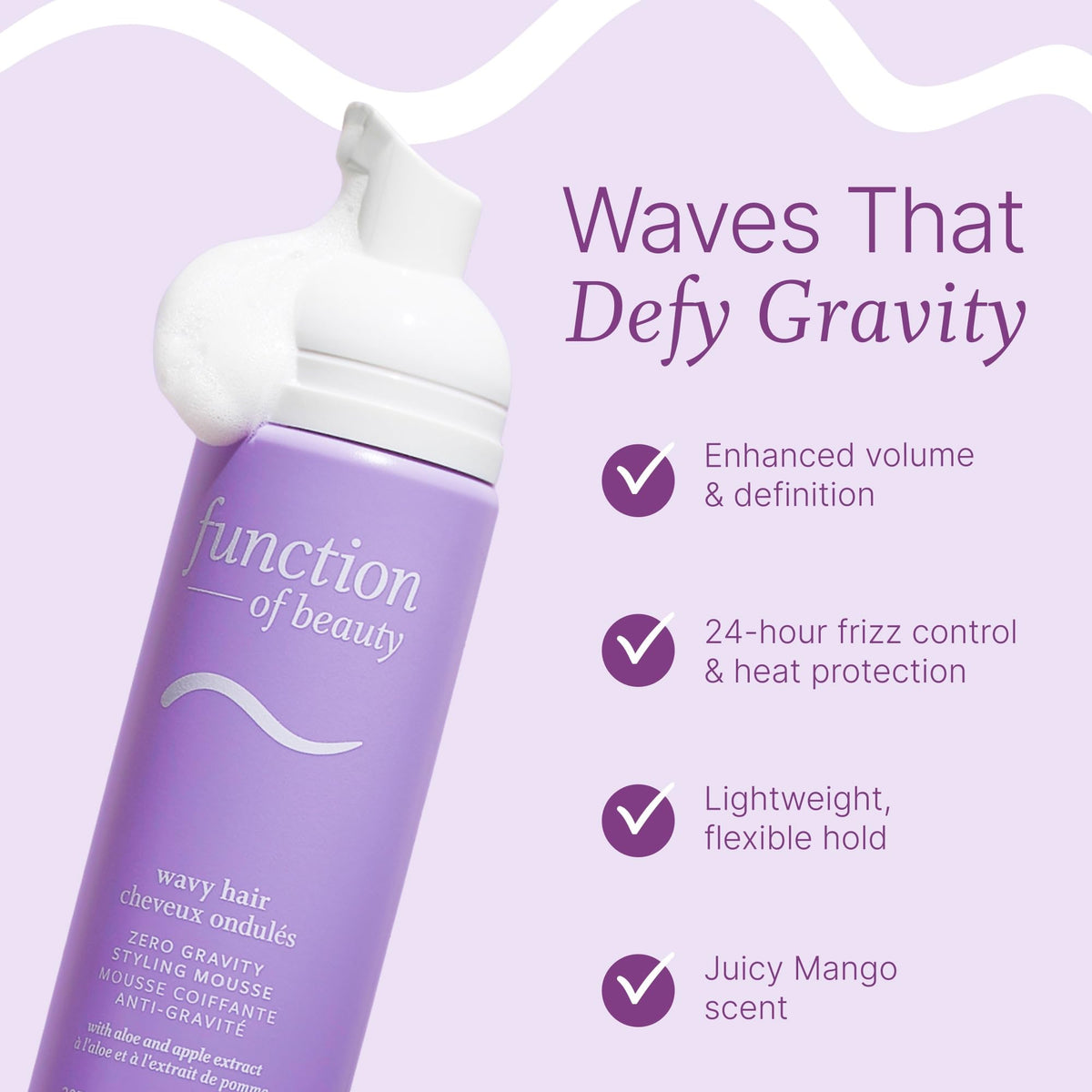 Function of Beauty foam texture close-up illustrating lightweight airy hold