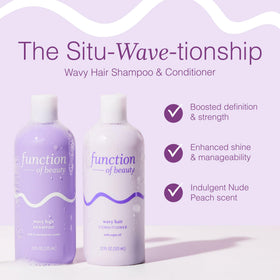 Function of Beauty bottles next to a ruler showing 22 oz size and long-lasting value