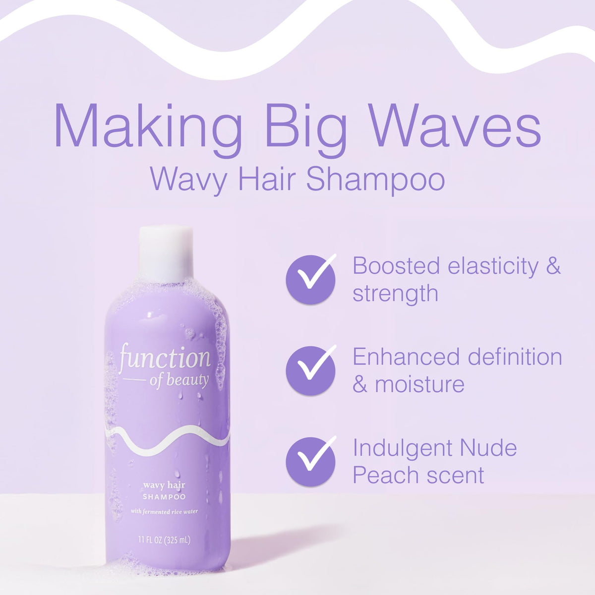 Function of Beauty shampoo texture close-up highlighting lightweight lather