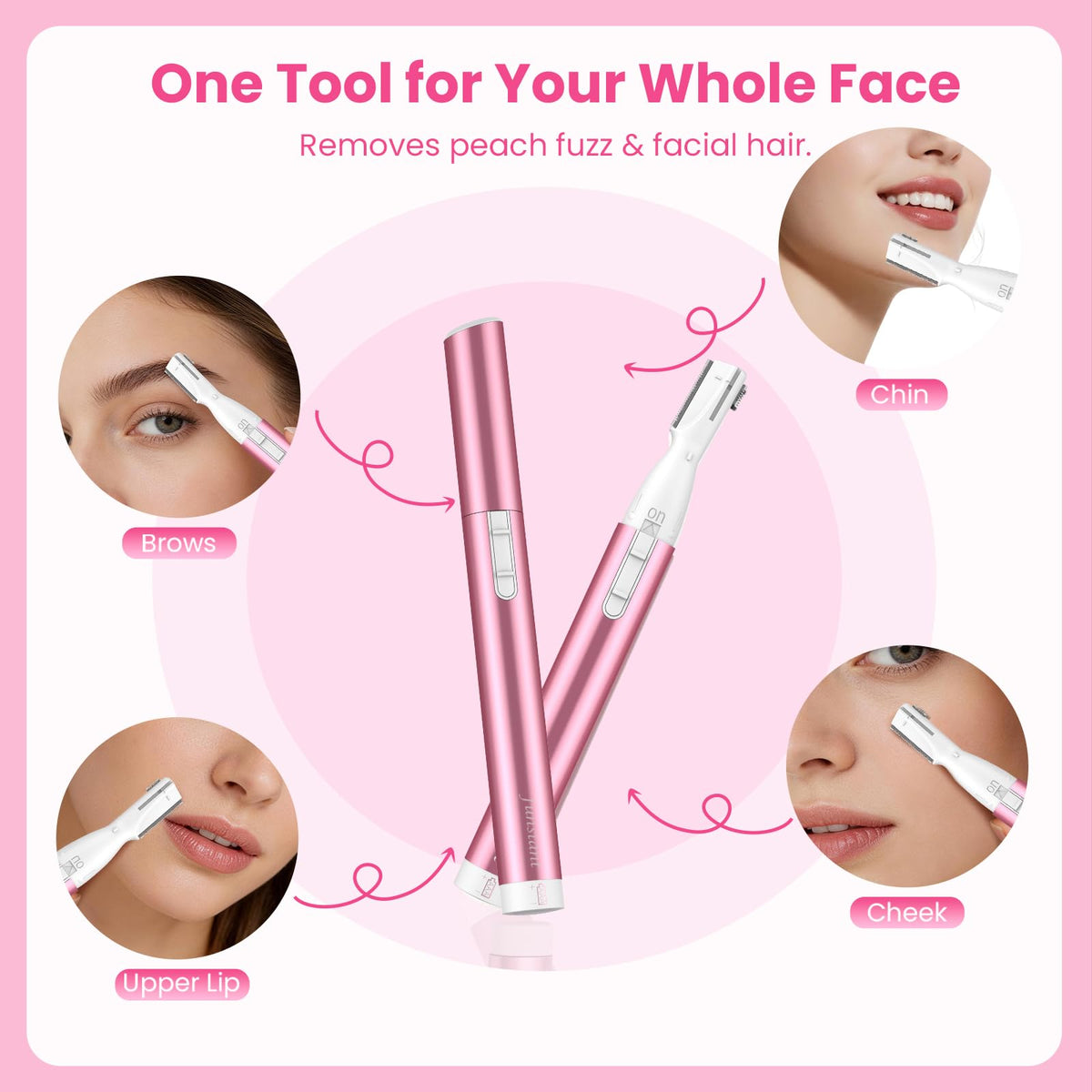 Funstant trimming eyebrow hair to demonstrate accurate shaping without pulling