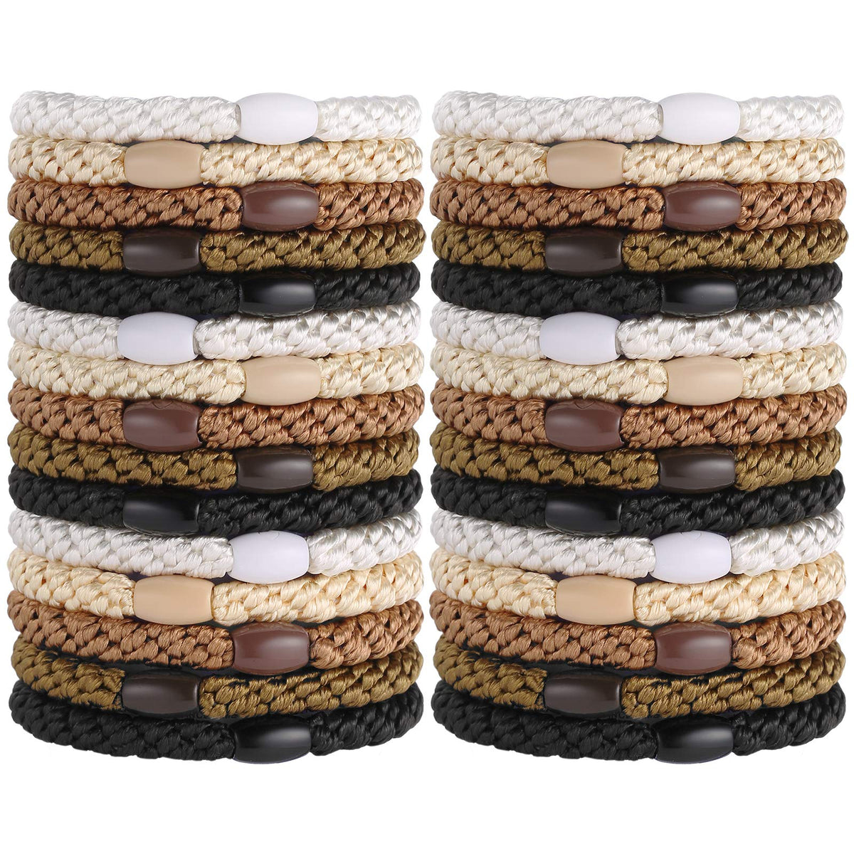 Funtopia front pack of 30 hair ties showing colors and quantity for convenience