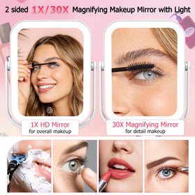 FUNTOUCH close-up of the 30X magnifier revealing fine detail for precise makeup