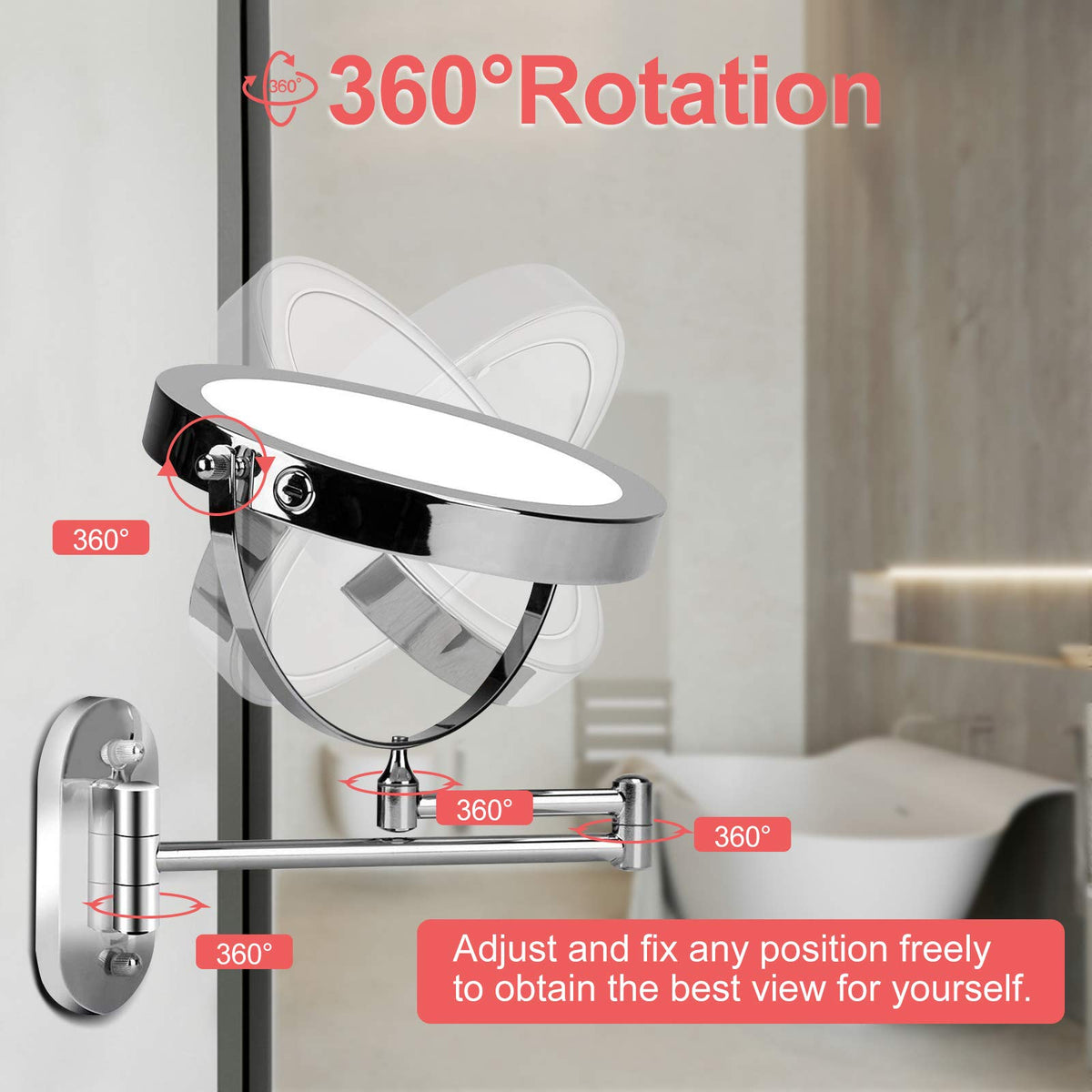 FUNTOUCH extendable arm fully extended and rotated for flexible positioning and comfort