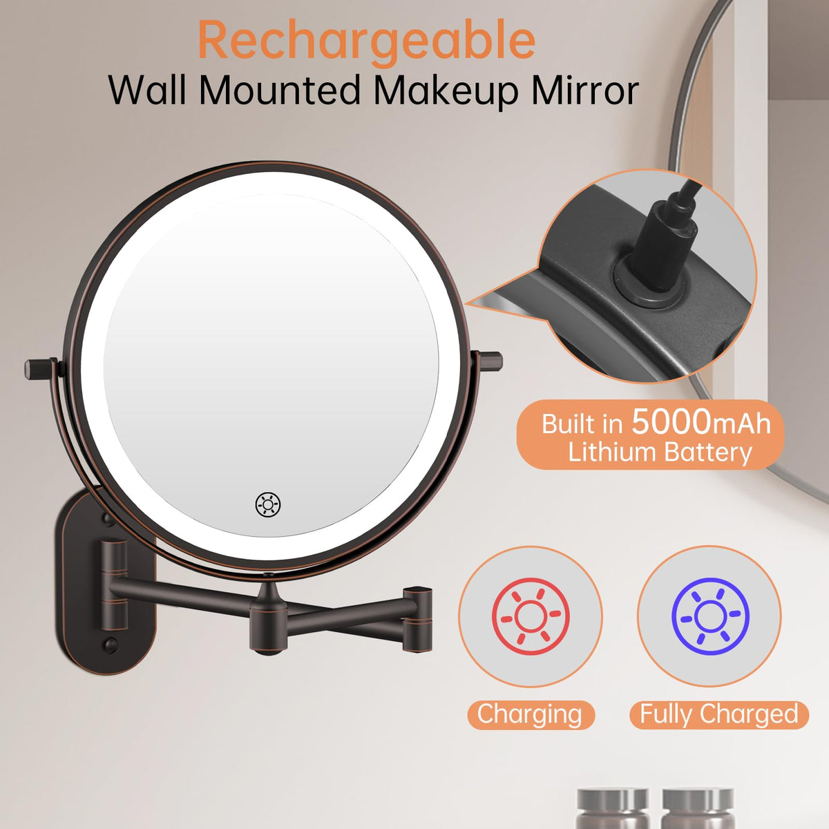 FUNTOUCH close-up of 30x magnifying glass highlighting precision detail for makeup