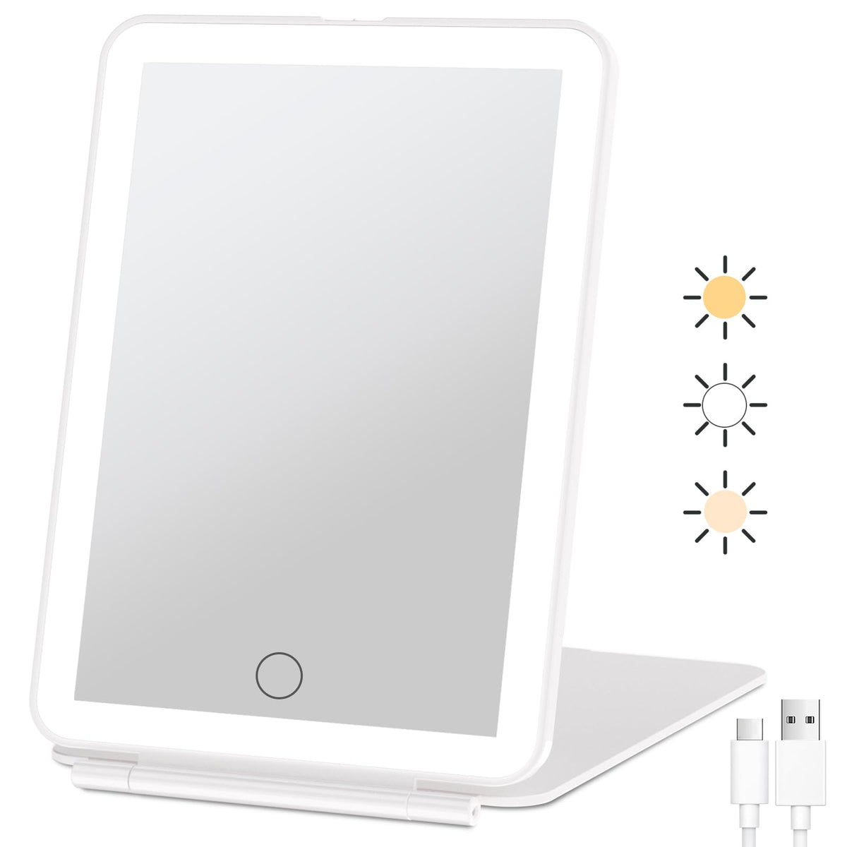 FUNTOUCH front view showing LEDs and clean reflection, ideal for flawless makeup
