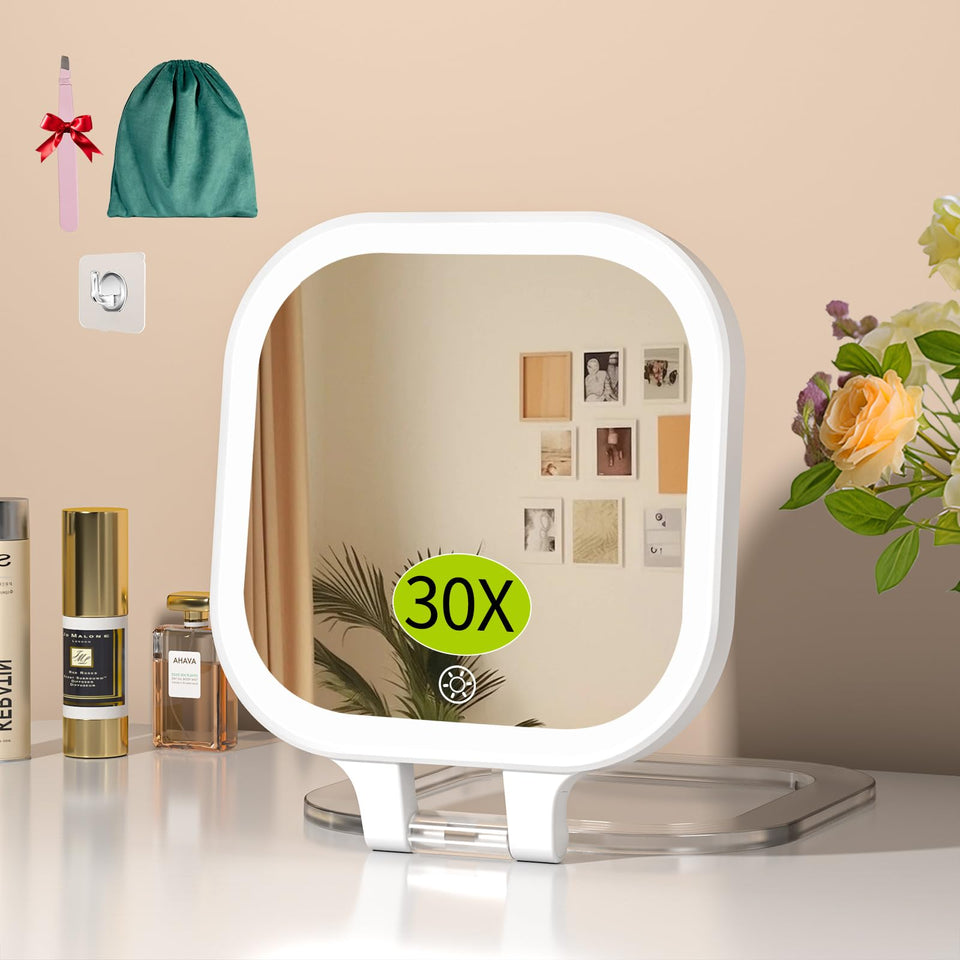 FUNTOUCH front view showing compact illuminated mirror, ideal for travel