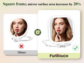 FUNTOUCH handheld use applying eyeliner showing precise magnified view
