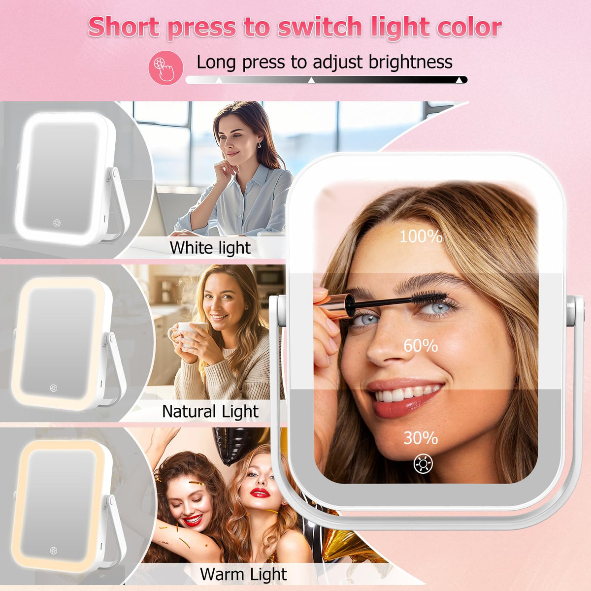 FUNTOUCH three color temperatures displayed to match warm, white, and daylight needs