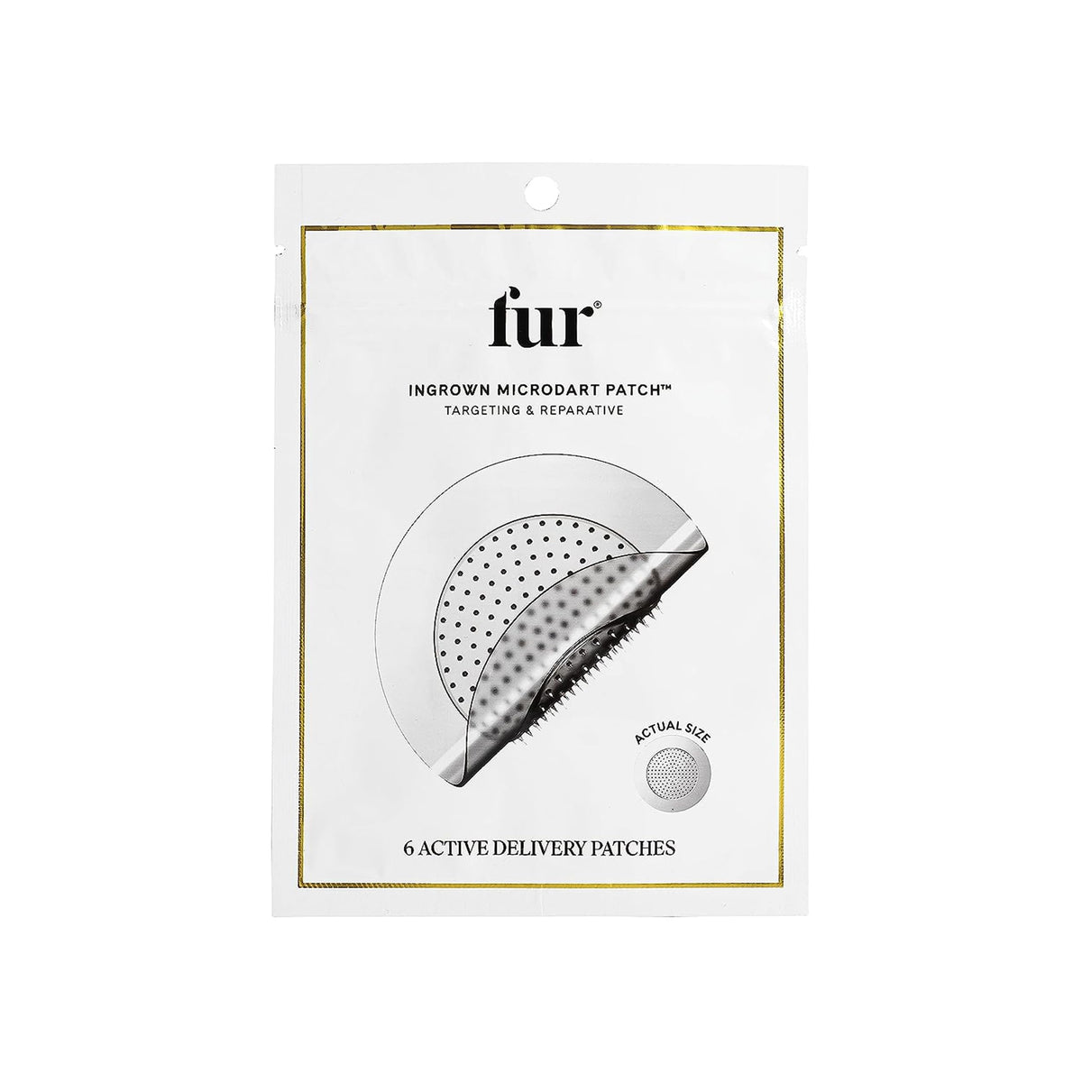 Fur front packaging showing six-count patch box and benefits