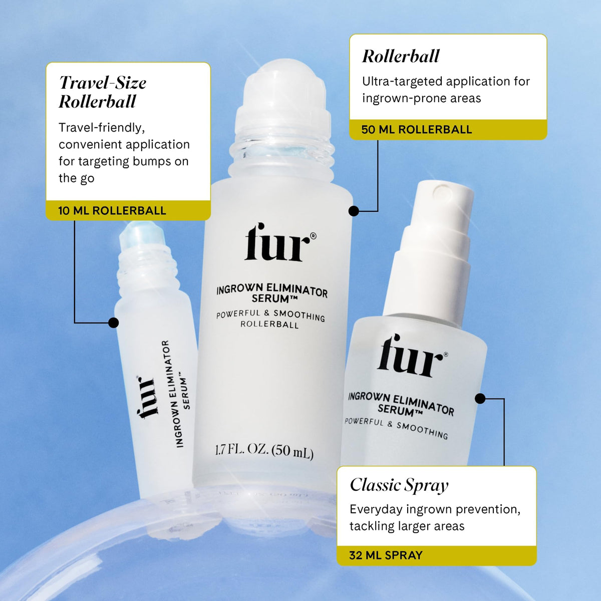 Fur rollerball on bathroom vanity next to grooming tools for routine use