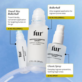 Fur rollerball on bathroom vanity next to grooming tools for routine use