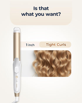 FURIDEN Lite creating tight curls on chin-length hair with clamp