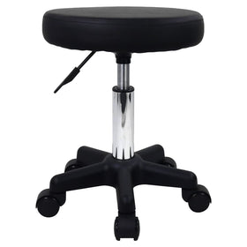 FURWOO front view of black rolling stool showing compact silhouette and portability