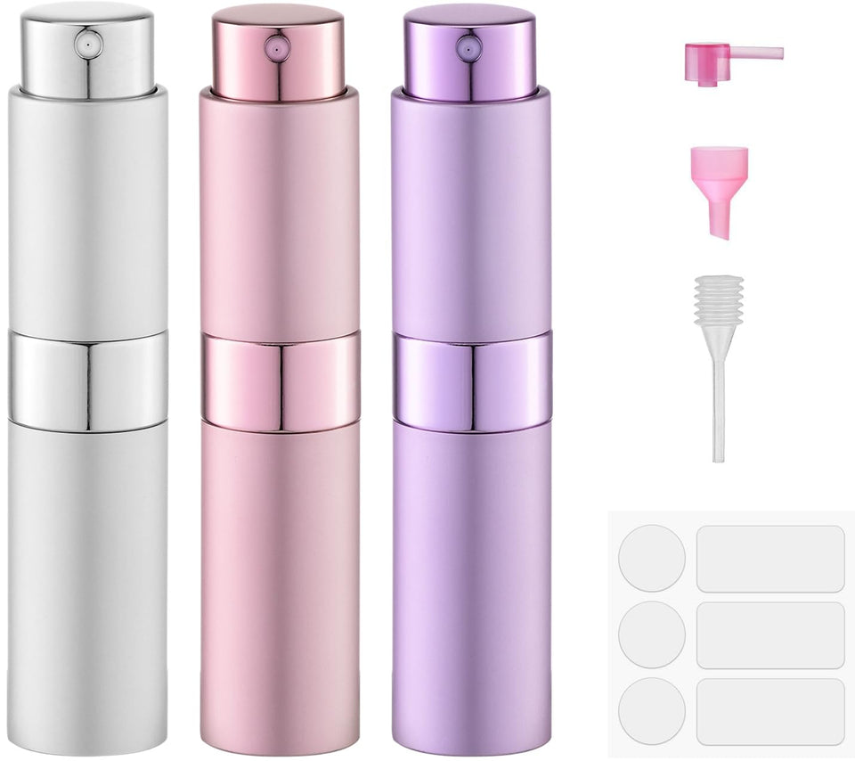 Fusupak purple atomizer front view showing compact travel-ready design and style