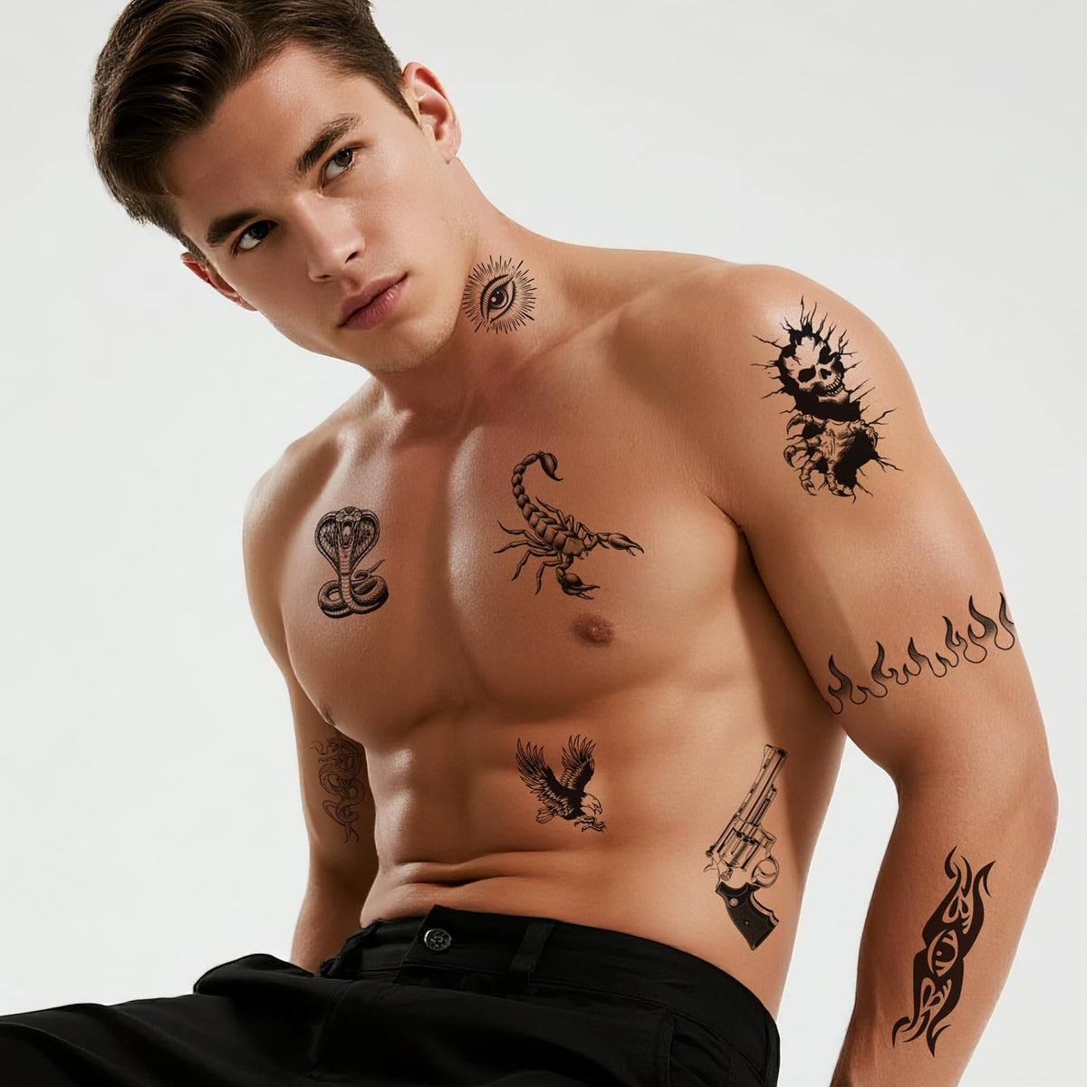 FUUNTATO tattoo applied on forearm demonstrating waterproof wear and dramatic costume impact