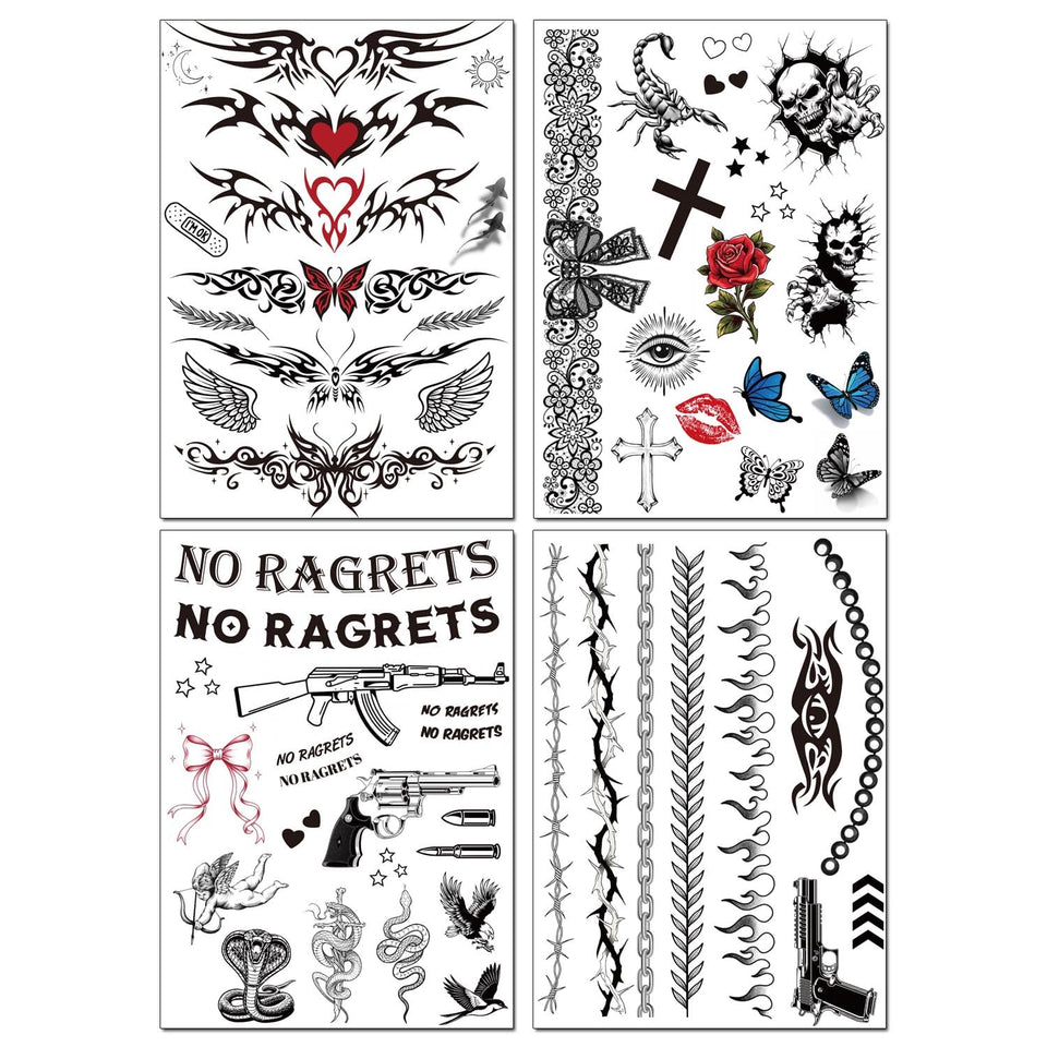 FUUNTATO front packaging showing four tattoo sheets and bold Halloween designs for quick styling