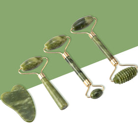 fuvooi gua sha board angle showing shaped edge for jawline work