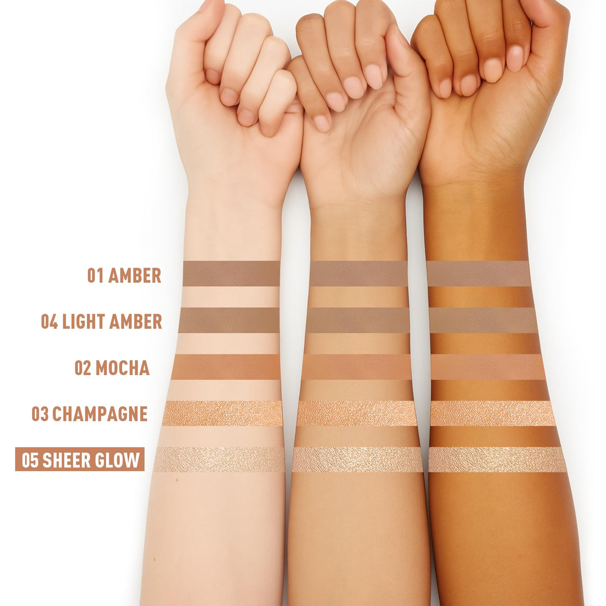 FV contour stick packaging label highlighting shade 01 Amber benefits