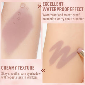 FV swatch spread on fabric showing pigment payoff and long-wear benefit