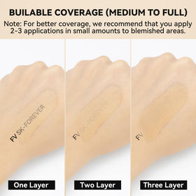 FV before-and-after blended skin comparison showing concealing, matte benefit