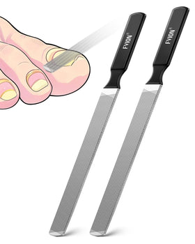 FVION front view of two long stainless steel nail files showing durable design and control