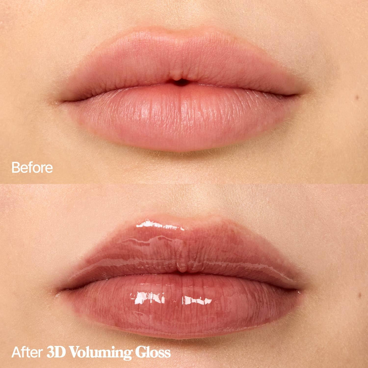 fwee lip before after showing smoother lines and enhanced gloss without stickiness