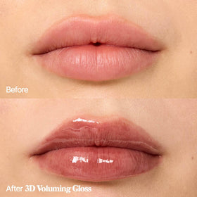 fwee lip before after showing smoother lines and enhanced gloss without stickiness