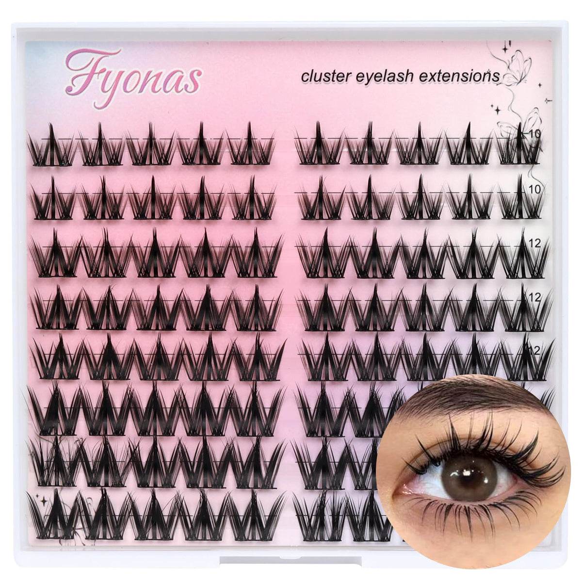 Fyonas Cutey front packaging showing 80-piece cluster set and branding, ready for cosplay
